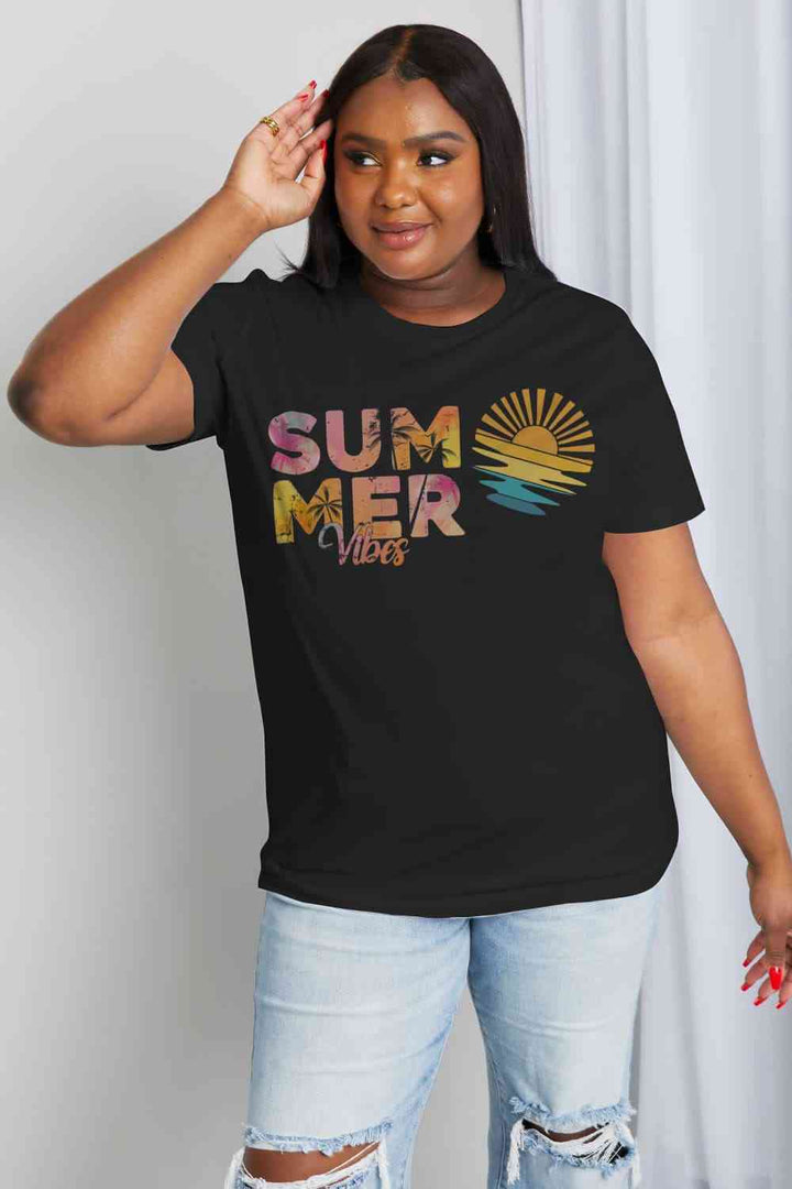 Simply Love Full Size SUMMER VIBES Graphic Cotton Tee | 1mrk.com