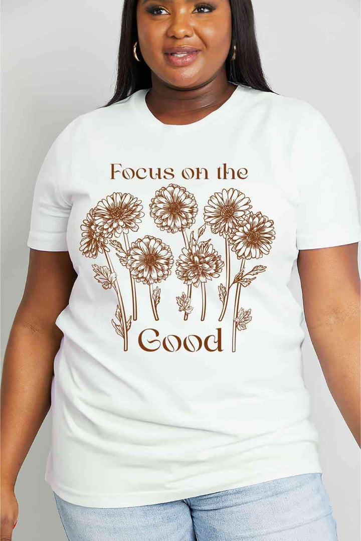 Simply Love Full Size FOCUS ON THE GOOD Graphic Cotton Tee | 1mrk.com