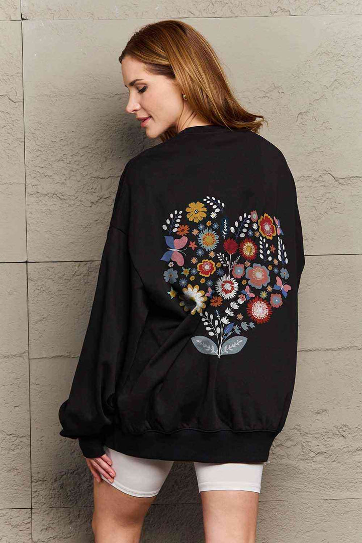 Simply Love Full Size Flower Graphic Sweatshirt |1mrk.com