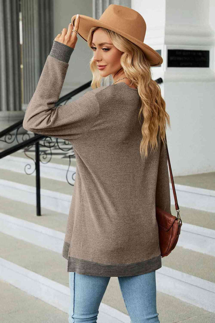 V-Neck Long Sleeve T-Shirt | 1mrk.com