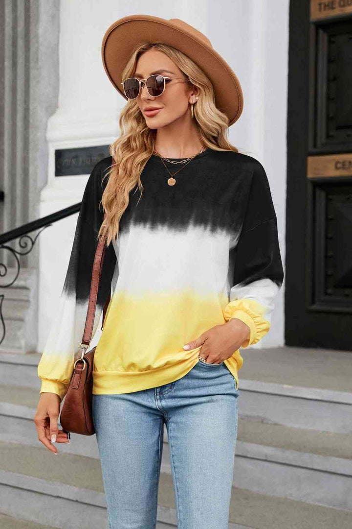 Gradient Round Neck Long Sleeve Sweatshirt |1mrk.com