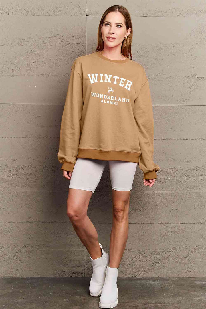 Simply Love Full Size WINTER WONDERLAND ALUMNI Graphic Long Sleeve Sweatshirt |1mrk.com