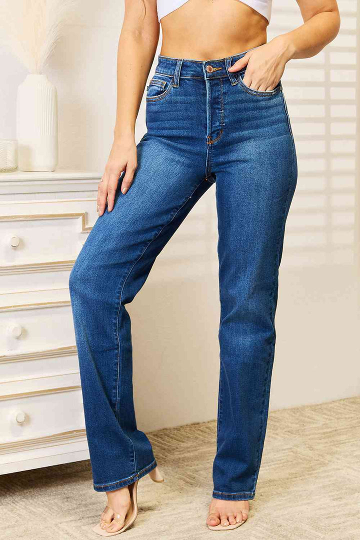 Judy Blue Full Size Straight Leg Jeans with Pockets | 1mrk.com