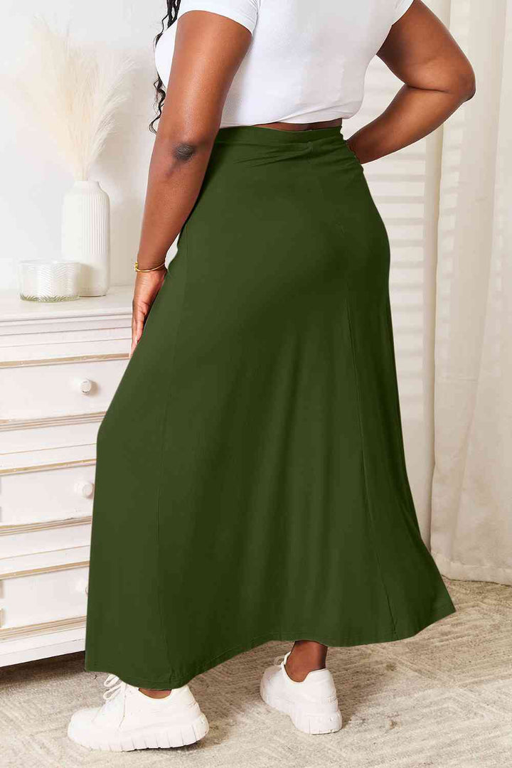 Double Take Full Size Soft Rayon Drawstring Waist Maxi Skirt Rayon | 1mrk.com