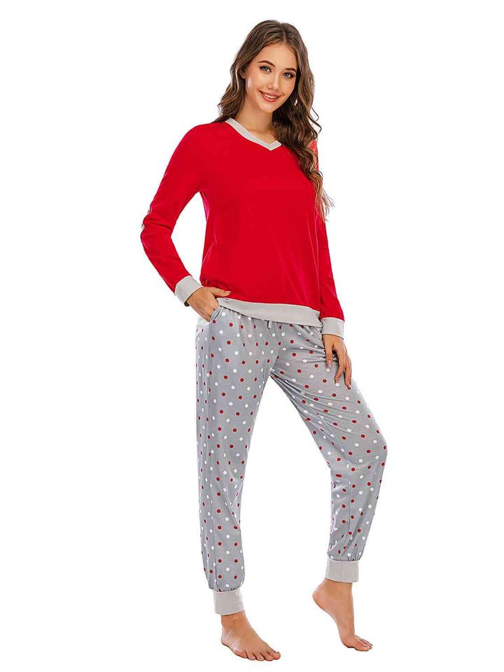 Long Sleeve Top and Polka Dot Pants Set | 1mrk.com