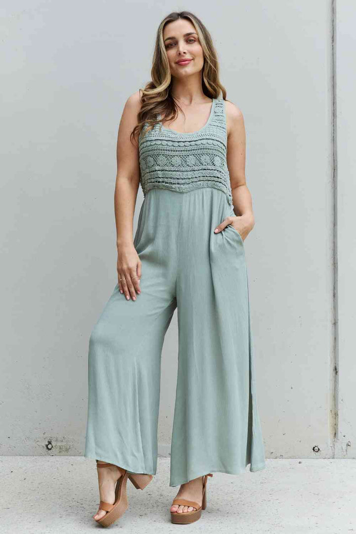 HEYSON Watch Me Full Size Crochet Detail Jumpsuit | 1mrk.com