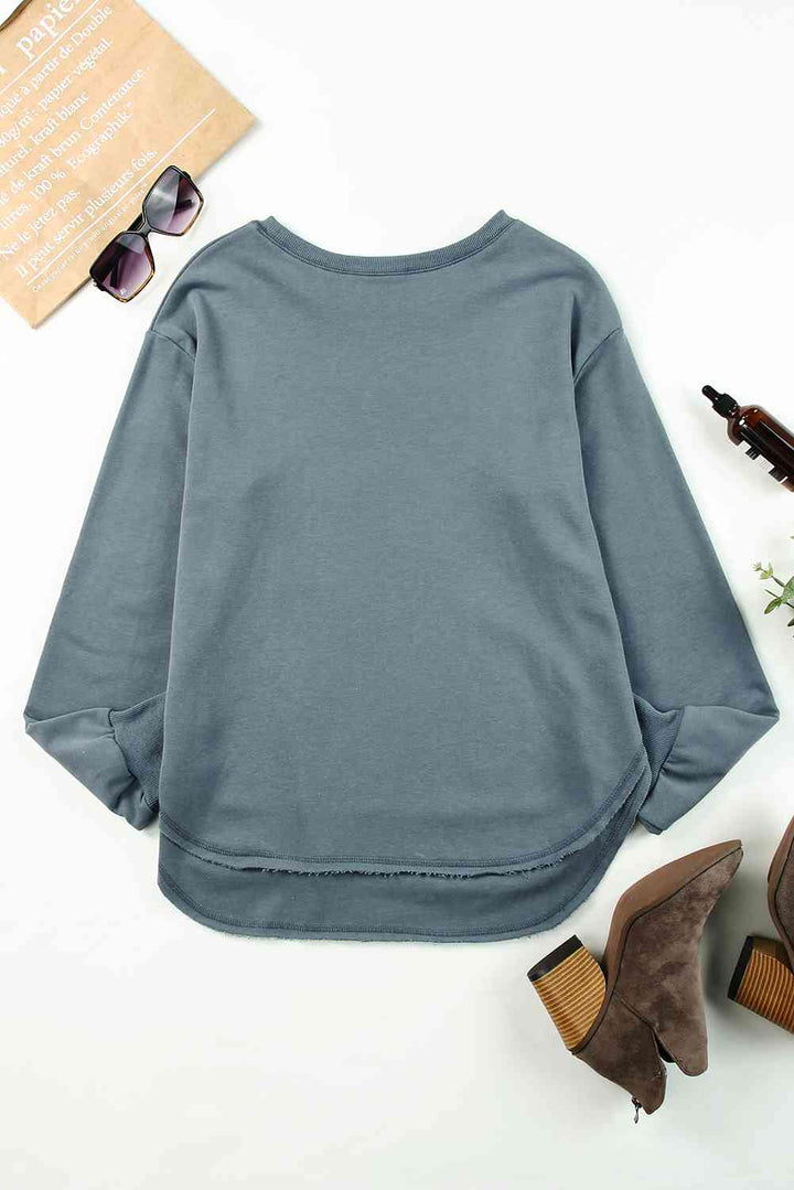 Side Slit Drop Shoulder Sweatshirt |1mrk.com