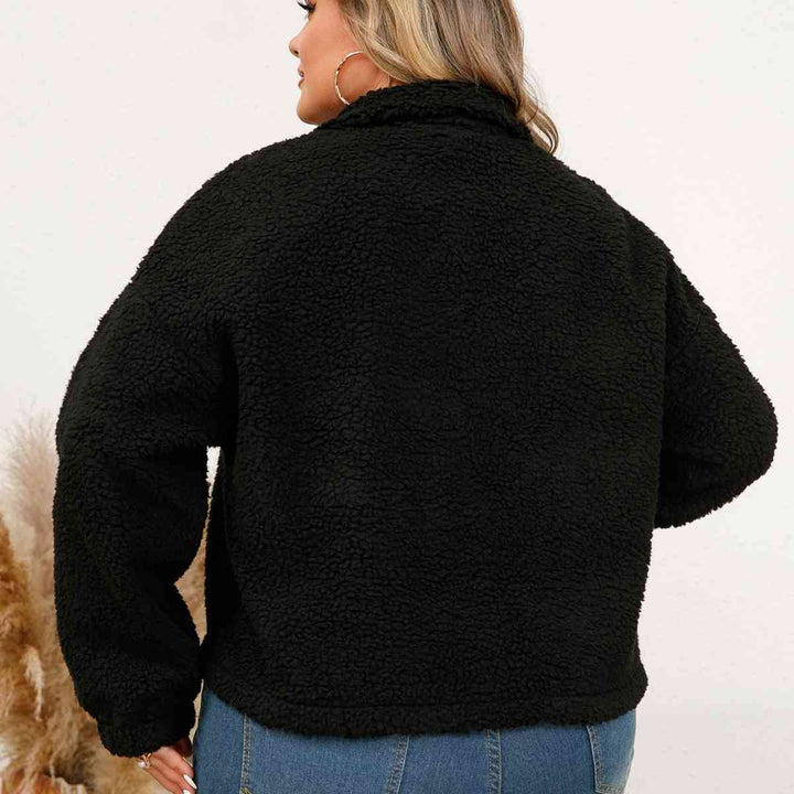 Plus Size Collared Neck Half Zip Sweatshirt |1mrk.com