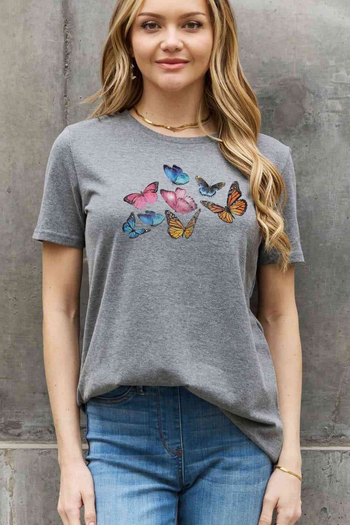 Simply Love Full Size Butterfly Graphic Cotton Tee | 1mrk.com