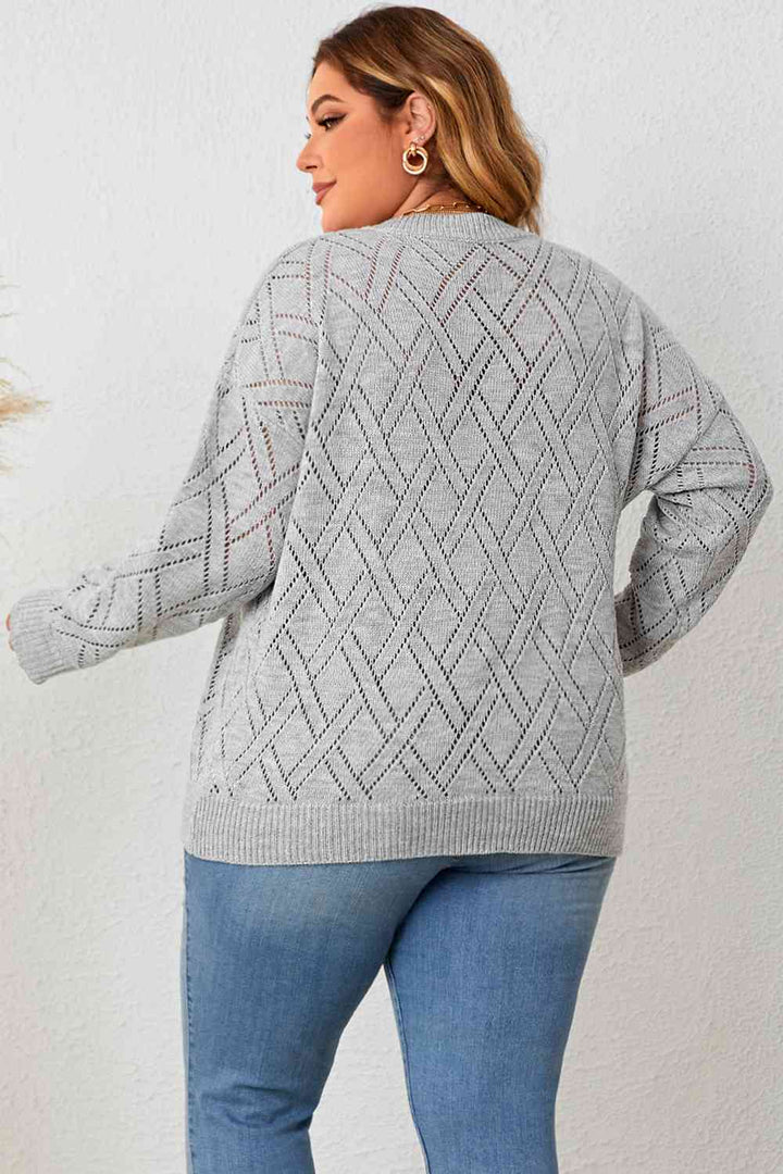 Plus Size Plaid V-Neck Knit Top | 1mrk.com