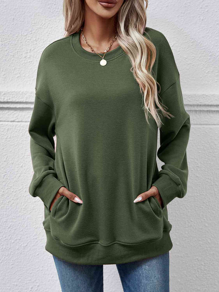 Dropped Shoulder Sweatshirt with Pockets |1mrk.com