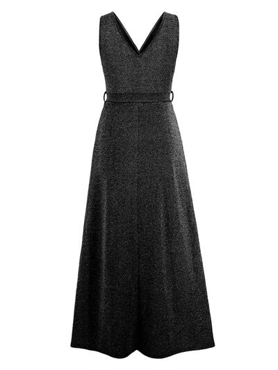 Slit Surplice Tie Waist Sleeveless Dress |1mrk.com