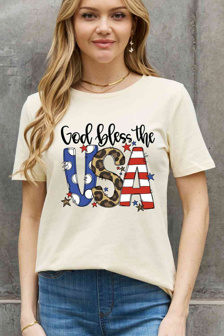 Simply Love Full Size GOD BLESS THE USA Graphic Cotton Tee | 1mrk.com