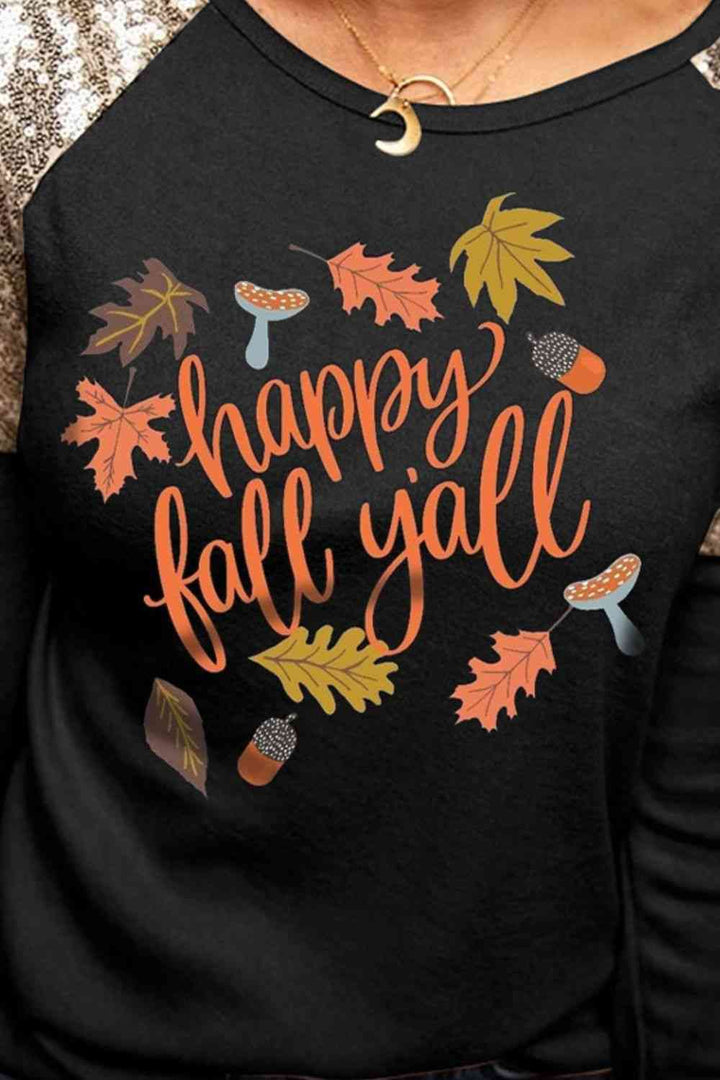 HAPPY FALL Y'ALL Graphic Sequin T-Shirt | 1mrk.com