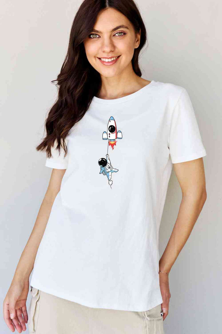 Simply Love Full Size Astronaut Graphic Cotton T-Shirt | 1mrk.com