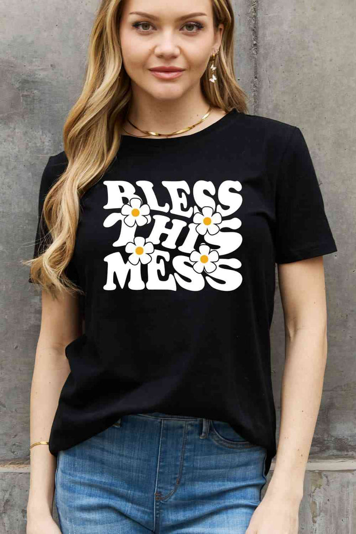Simply Love Full Size BLESS THIS MESS Graphic Cotton Tee | 1mrk.com
