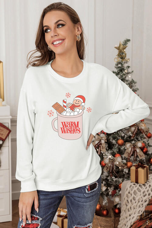 Christmas Graphic Round Neck Sweatshirt |1mrk.com