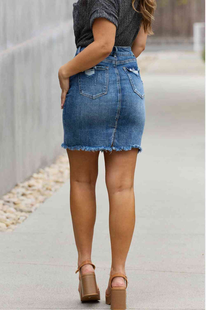 RISEN Amelia Full Size Denim Mini Skirt | 1mrk.com