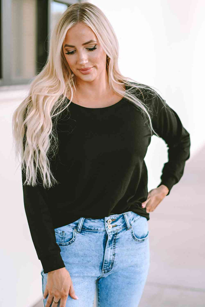 Round Neck Long Sleeve Sweatshirt |1mrk.com