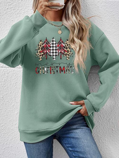 MERRY CHRISTMAS Round Neck Long Sleeve Sweatshirt |1mrk.com