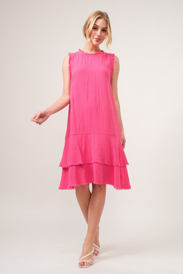 And The Why Washed Fringe Detail Tiered Dress | Trendsi