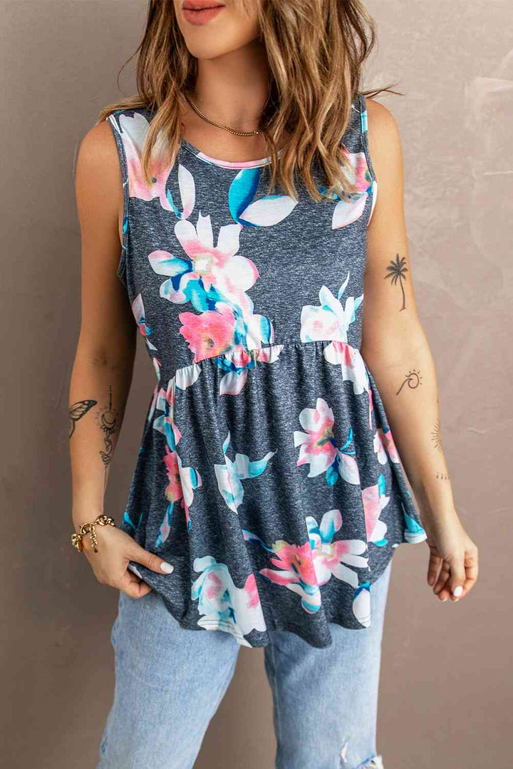 Floral Peplum Tank Top | 1mrk.com