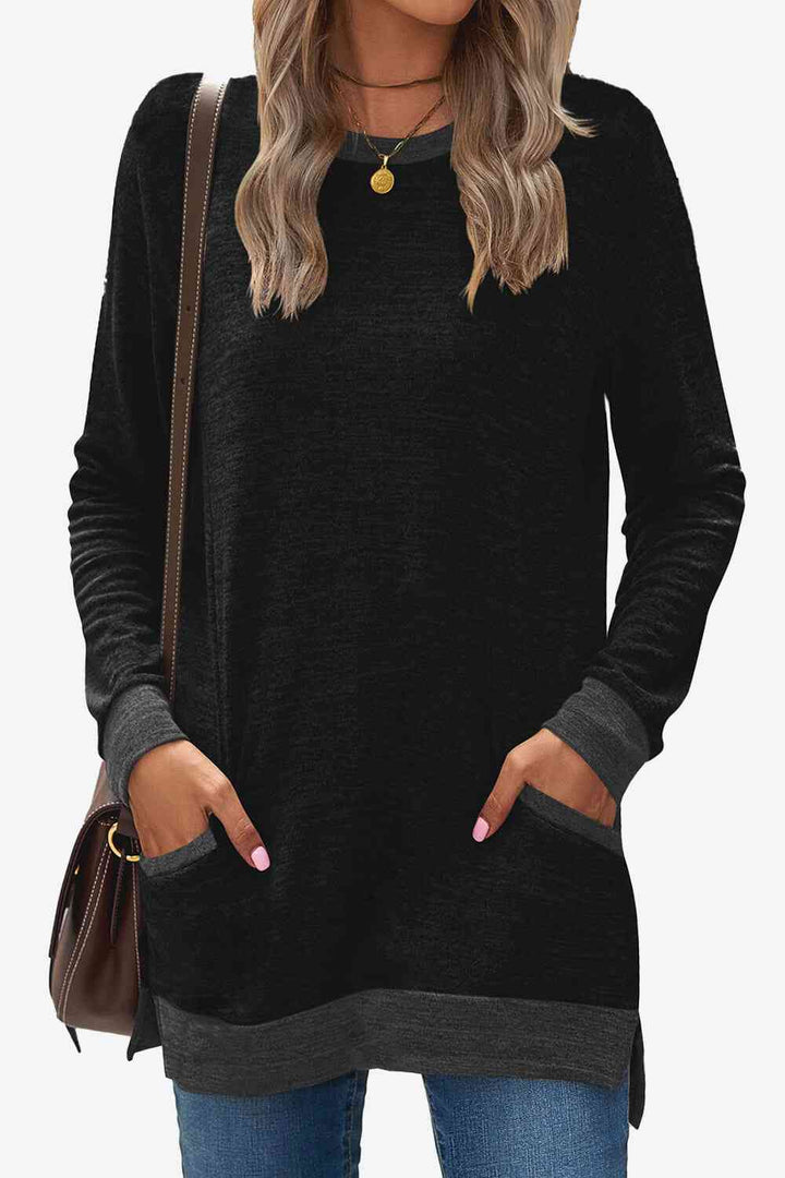 Heathered Slit Top with Pockets | 1mrk.com