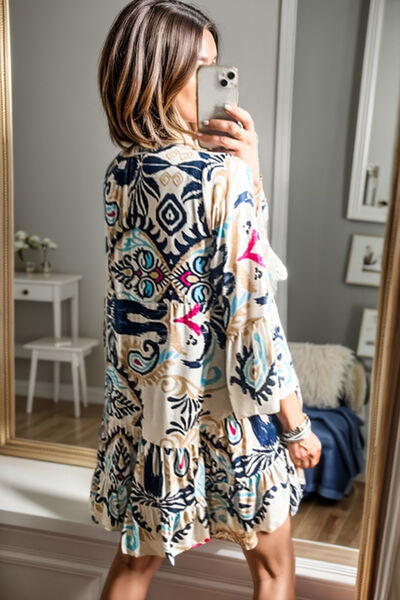 Printed Button Up Mini Dress |1mrk.com