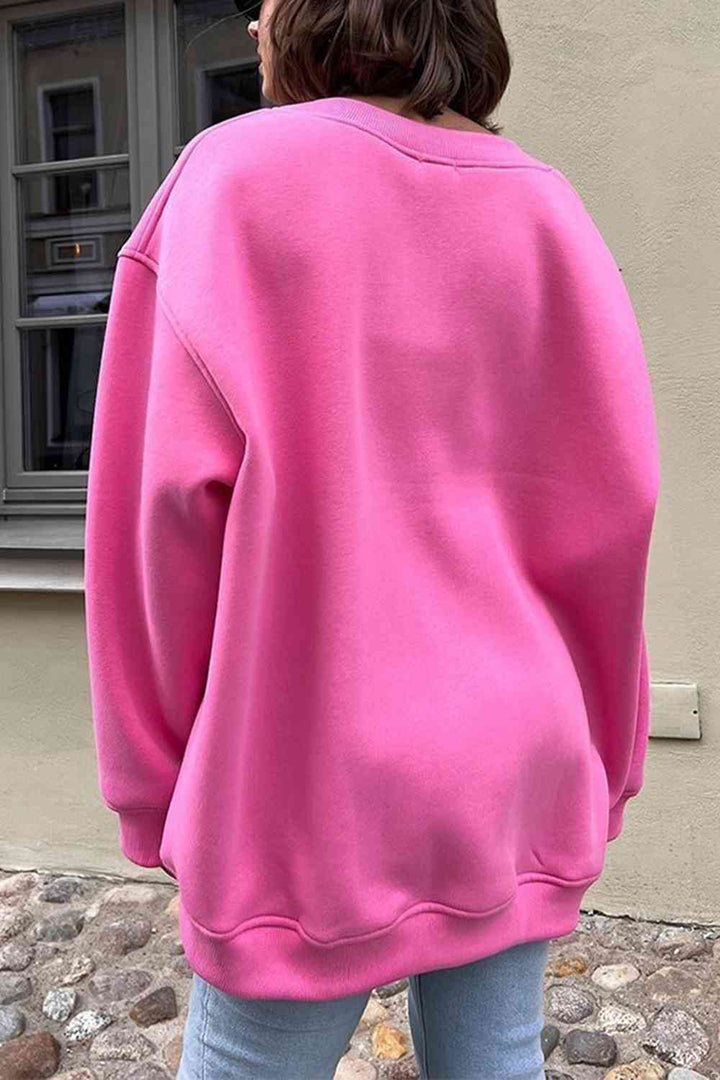 Oversize Round Neck Dropped Shoulder Sweatshirt |1mrk.com