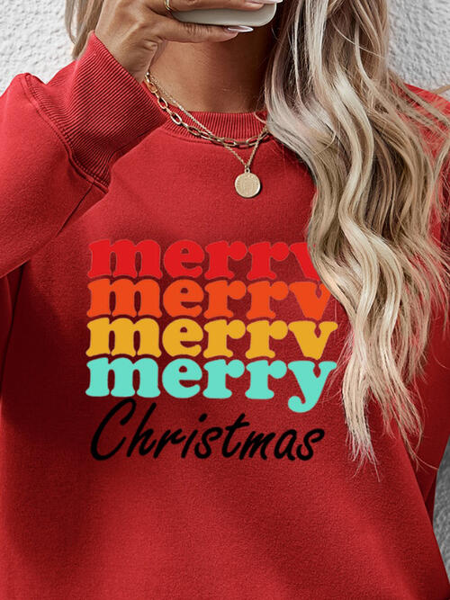 MERRY CHRISTMAS Graphic Long Sleeve Sweatshirt |1mrk.com