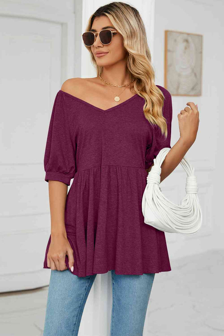 V-Neck Babydoll Top | 1mrk.com