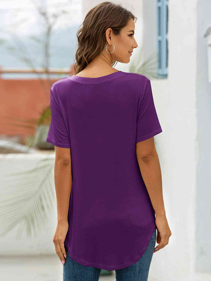 Full Size V-Neck Short Sleeve T-Shirt | 1mrk.com