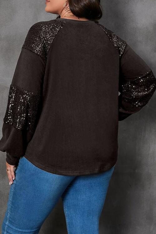 Plus Size Santa Graphic Sequin Long Sleeve Sweatshirt |1mrk.com