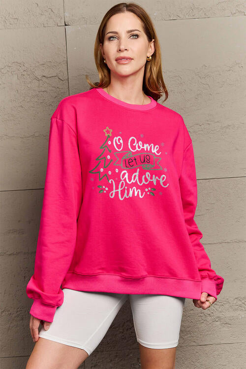 Simply Love Full Size Letter Graphic Long Sleeve Sweatshirt | 1mrk.com