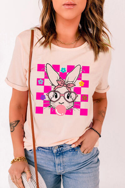 Rabbit Round Neck Short Sleeve T-Shirt | Trendsi