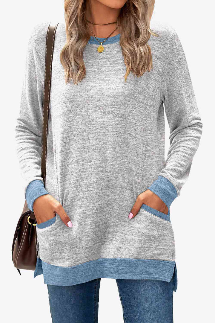 Heathered Slit Top with Pockets | 1mrk.com