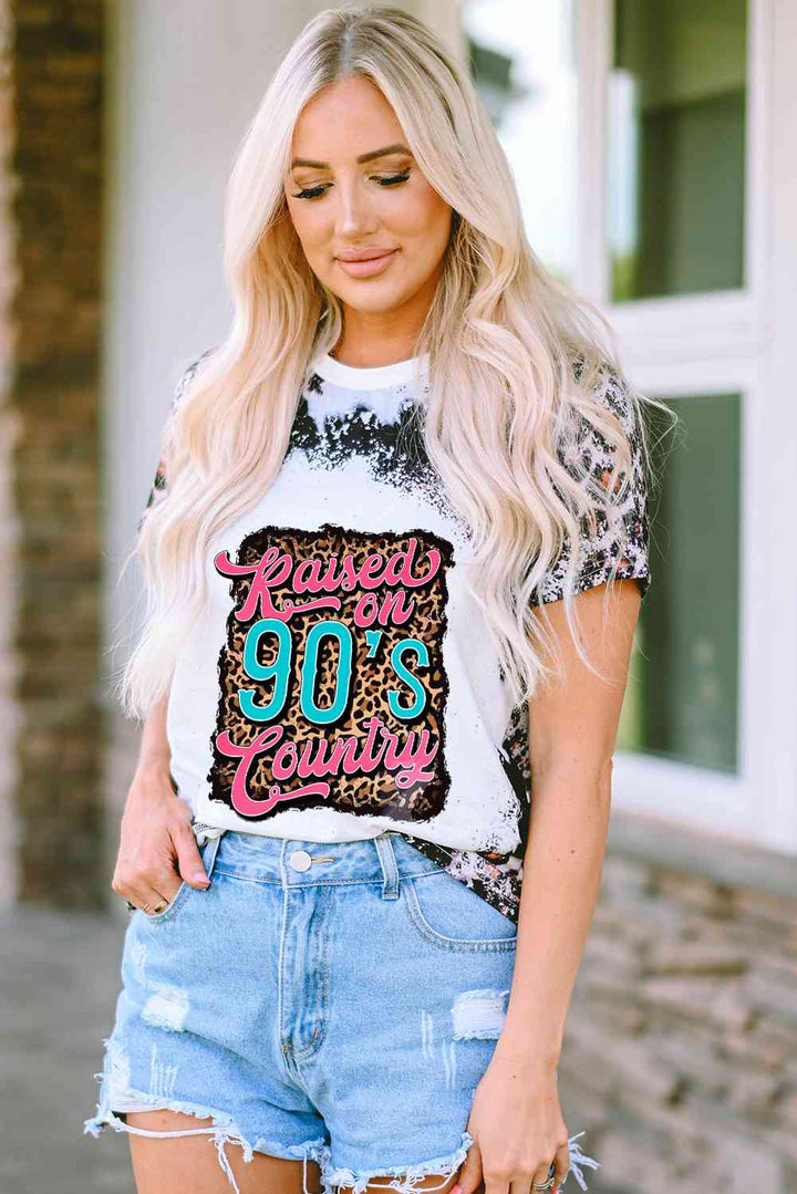 RAISED ON 90'S COUNTRY Graphic Leopard Tee | 1mrk.com
