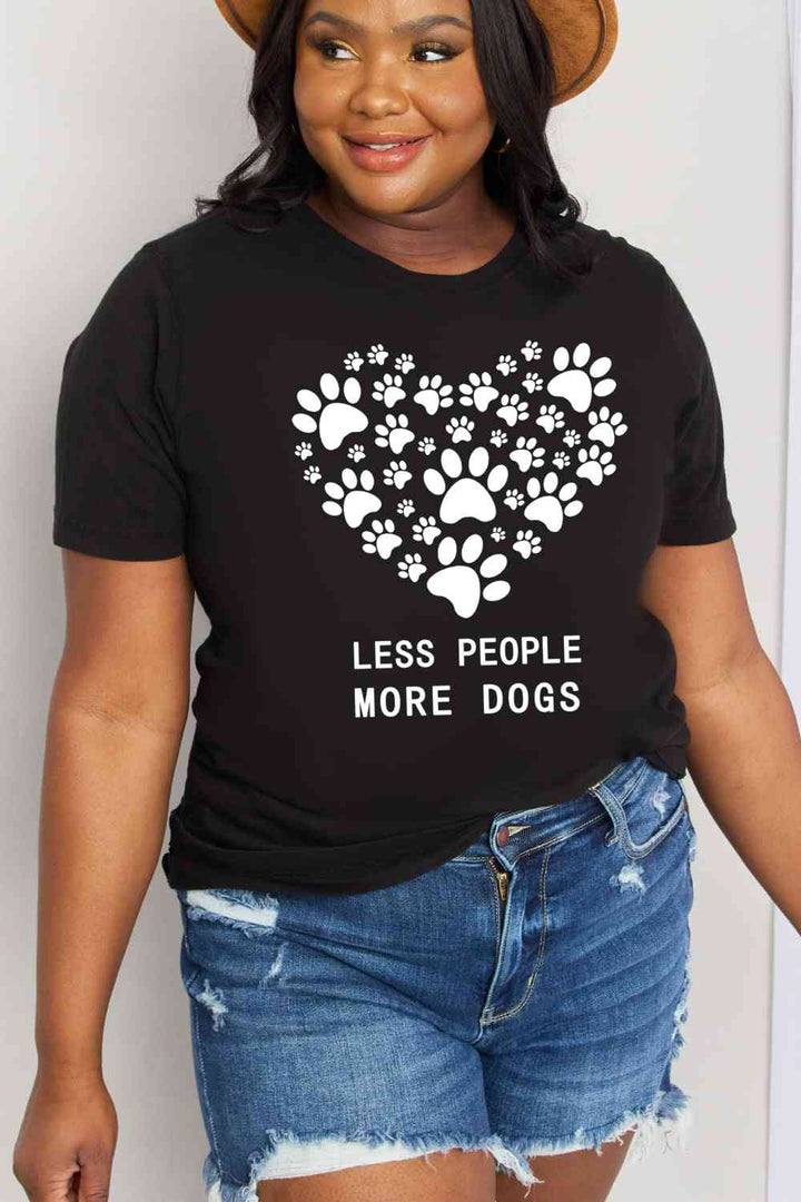 Simply Love Simply Love Full Size LESS PEOPLE MORE DOGS Heart Graphic Cotton Tee | 1mrk.com