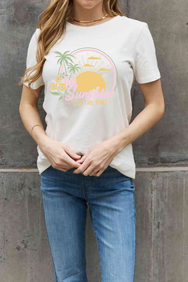 Simply Love Full Size SUNSHINE ALL THE TIME Graphic Cotton Tee | 1mrk.com