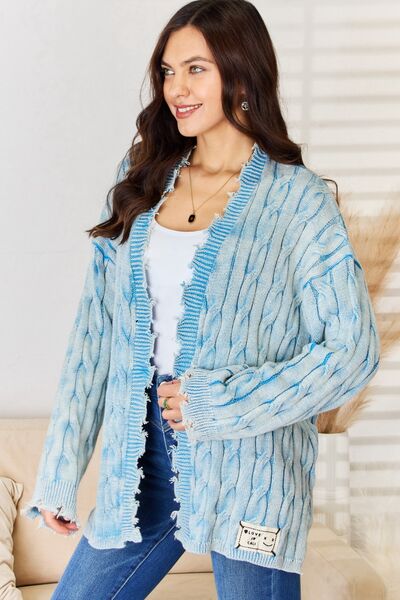 POL Cable-Knit Open Front Sweater Cardigan |1mrk.com