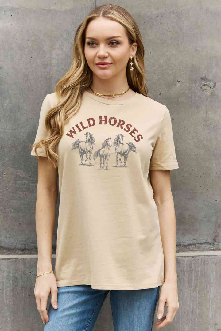 Simply Love WILD HORSES Graphic Cotton T-Shirt | 1mrk.com