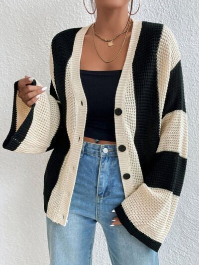 Striped Button Up Cardigan | Trendsi