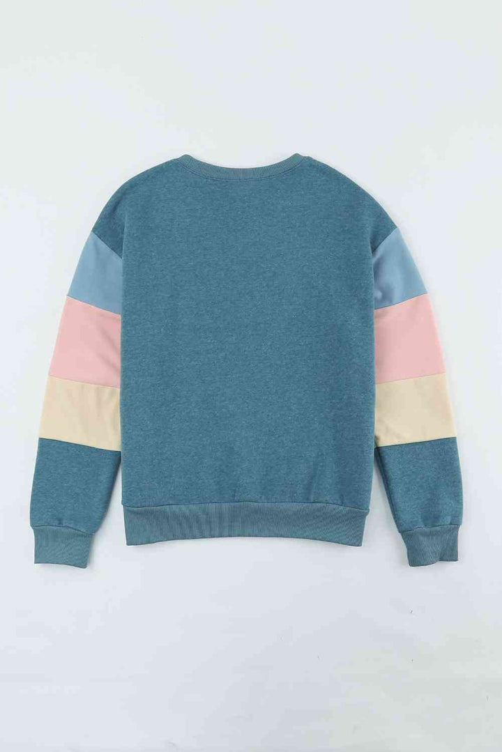 Color Block Ribbed Trim Sweatshirt |1mrk.com