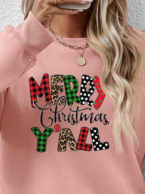 Letter Graphic Round Neck Long Sleeve Sweatshirt | Trendsi