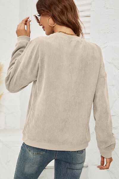 Dropped Shoulder Round Neck Sweatshirt |1mrk.com