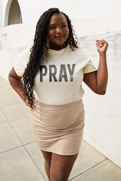 Simply Love Full Size PRAY Round Neck T-Shirt | Trendsi