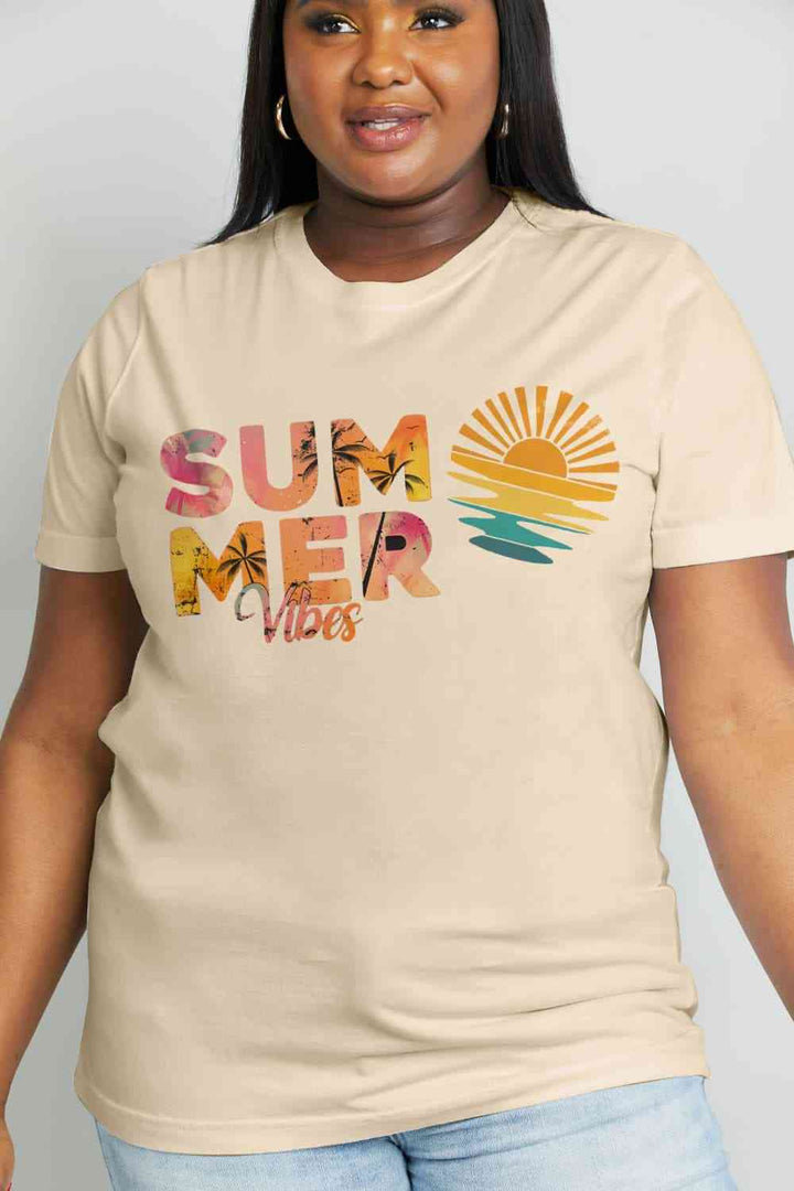 Simply Love Full Size SUMMER VIBES Graphic Cotton Tee | 1mrk.com