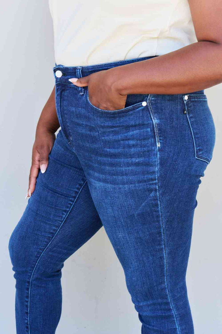 Judy Blue Marie Full Size Mid Rise Crinkle Ankle Detail Skinny Jeans |1mrk.com