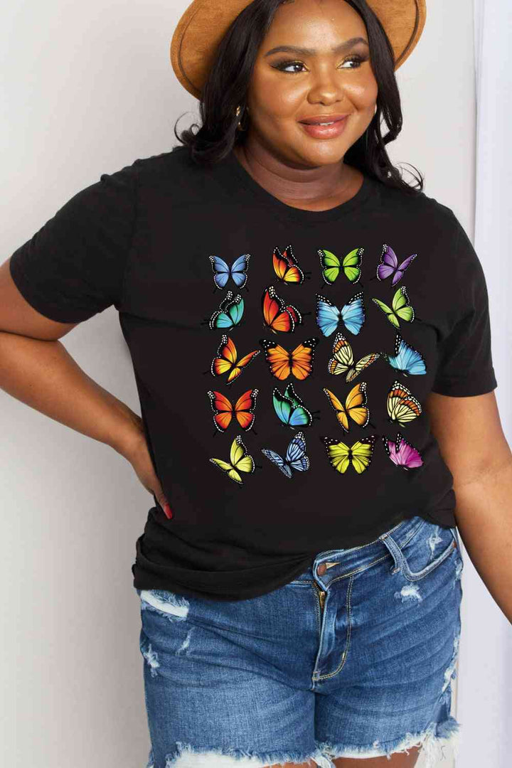 Simply Love Full Size Butterfly Graphic Cotton Tee | 1mrk.com