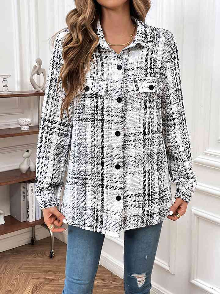 Plaid Button Down Jacket |1mrk.com